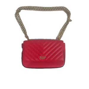 Victoria’s Secret Red Studded V-Quilt Small Shoulder Bag Purse Gold Chain